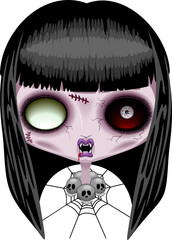 Poupée Zombie Creepy Halloween Monster Portrait illustration élément isolé