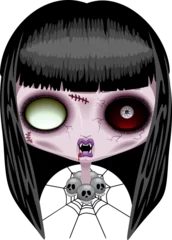 Tableaux ronds sur aluminium Dessiner Poupée Zombie Creepy Halloween Monster Portrait illustration élément isolé