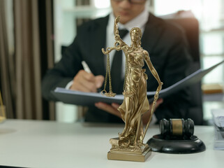 Lawyers having  Concepts of  Legal services at the law office work Legal advice online on computer labor law