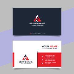 Red modern creative business card and name card horizontal simple clean template vector design	