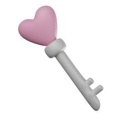3D Love Key Illustration