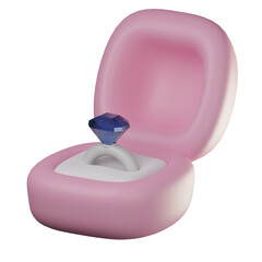 3D Opened Ring Box Illustration