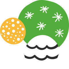 Green, white and yellow christmas balls for Christmas design.