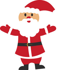 Flat funny cartoon character smiling Santa claus. 
