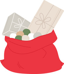 Huge New Year's red bag with beige Christmas gifts