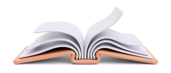 3d realistic open book with shadow isolated on white background. Vector illustration