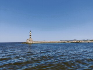 Fototapeta premium Lighthouse in the port of Chania, Greece