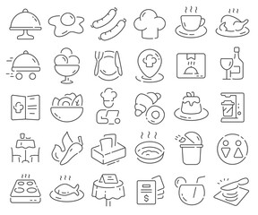 Restaurant line icons collection. Thin outline icons pack. Vector illustration eps10