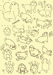 Dog's doodle set of hand draw vector. For decoration and painting for kids.