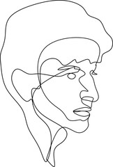 Man face and body line art drawing