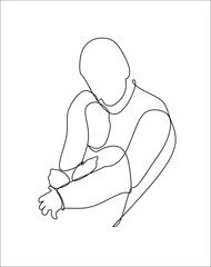 Couple hugs and kiss line art