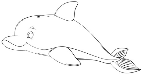 Fototapeta premium Dolphin. Element for coloring page. Cartoon style.