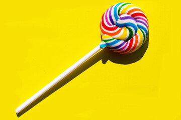 Colorful birthday party flat lay background with copyspace.