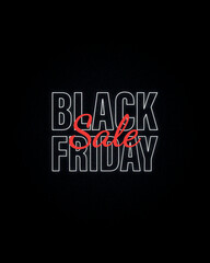 Black Friday Sale Banner Design. White glossy text on black background. Vector Advertising Illustration