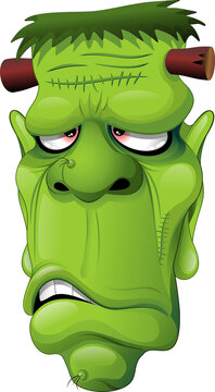Frankenstein Ugly Monster Halloween Cartoon Character Monster Portrait illustration isolated element