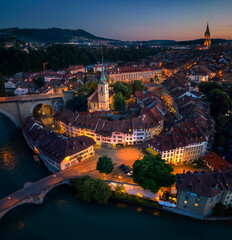 Drone panorama on City of Bern, capital of Switzerland. 