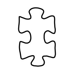 Puzzle piece, outline drawing with black line isolated on white. It is hand-drawn.