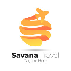 travel company logo with airplane ornament.