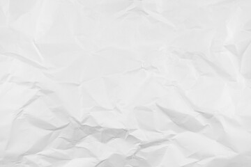 White crumpled paper texture background, clean white wrinkled paper, top view..