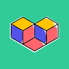 Impossible triangle vector shape. Modern handwritten 3d logo with paint shift.