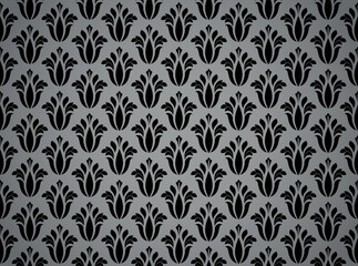Flower geometric pattern. Seamless vector background. Black and gray ornament. Ornament for fabric, wallpaper, packaging. Decorative print