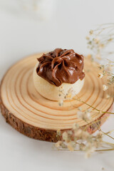 Chocolate gourmet candy on white background. Food styling.