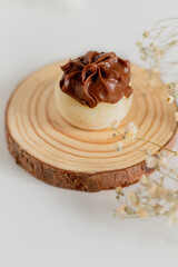Chocolate gourmet candy on white background. Food styling.