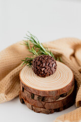 Traditional brazilian brigadeiro. Aesthetic composition. Food Styling.