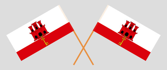 Crossed flags of Gibraltar. Official colors. Correct proportion