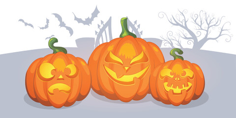 Halloween pumpkin illustration banner - Trick or treat design
