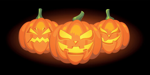 Halloween pumpkin illustration banner - Trick or treat design