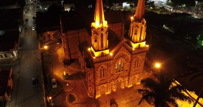erial view of one of the most visited spots in Uberaba for its recognized Gothic architecture, the church "Sao Domingos"
