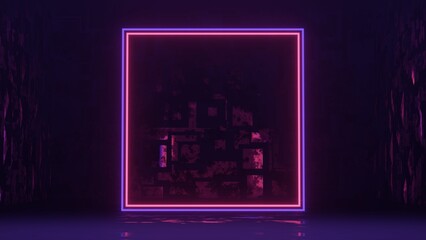 Abstract colorful neon glowing light background. Speed light illuminated. Florescent on the dark scene. Curvy moving line shape. 3D render.