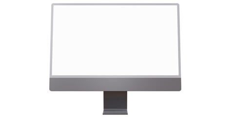 Computer desktop blank monitor, pc white screen isolated, transparent background. PNG