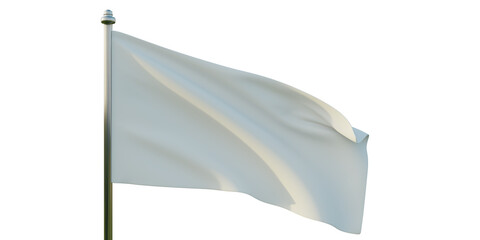 Blank empty white flag on a pole waving, transparent background, PNG - obrazy, fototapety, plakaty