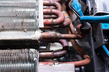 Traces of welding evaporator pipes for home air conditioning systems