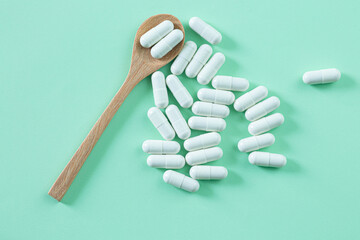 Pill capsules and stacking sticks,capsule,Health topics. Drug for treatment illness. Medication use.