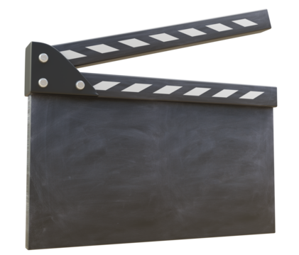 Movie clapper board, transparent background. PNG. Cinema director tool