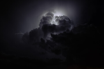 Thunderstorm cloud at night