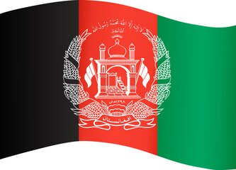 Afghanistan flag flying on white background