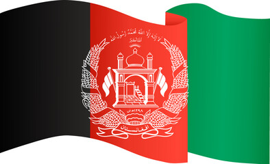 Afghanistan flag flying on white background