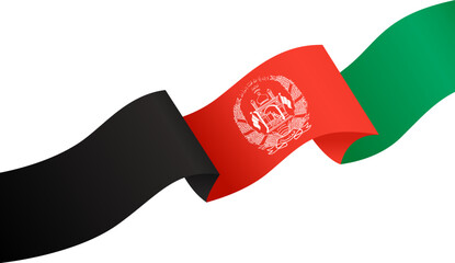 Afghanistan flag flying on white background