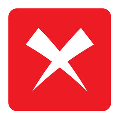 Cross sign element red grunge x icon