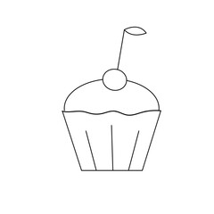 
Cherry muffin icon. Image of cupcake isolated on white background