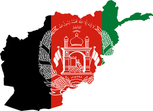 Afghanistan  flag on map on transparent  background