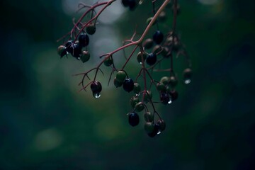 Water drops on berries after rain
