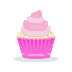 Vanilla berry cupcake. Vector design of cupcake illustration