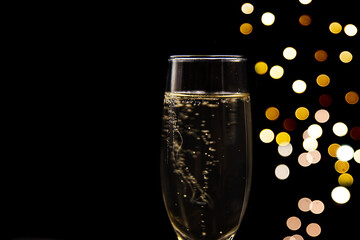 Flutes of champagne in holiday setting,Closeup...
