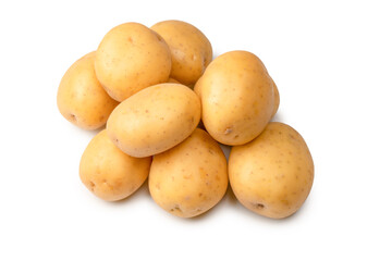 A group of fresh tasty potato isolated on white background.