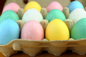 Pastel painted different coloured Easter Eggs 